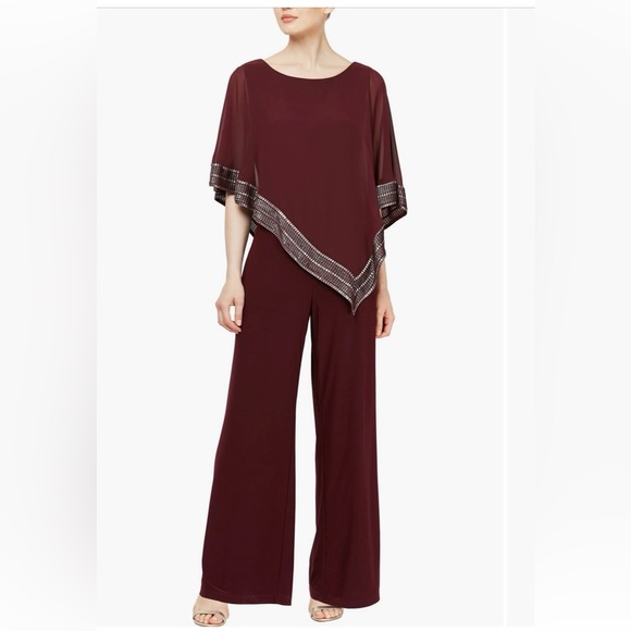 NWT Asymmetrical Cold Shoulder Cape Jumpsuit - Picture 1 of 9